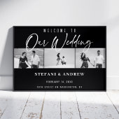 Modern White Script Photo Elegant Wedding Poster