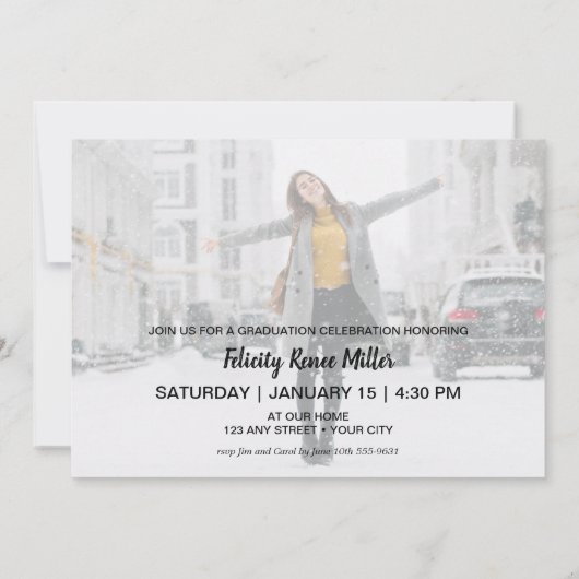 Modern White Script Photo Graduation Invitations (Achterkant)