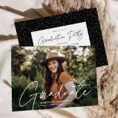 Modern White Script Photo Graduparty Kaart