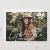 Modern White Script Photo Graduparty Kaart (Voorkant)