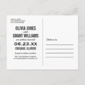 Modern White Script Schrijven Foto Opslaan van de  Aankondigingskaart (Achterkant)