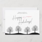 Modern White Script Trees Feestdagen Visitekaartje Feestdagenkaart (Voorkant)
