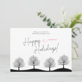 Modern White Script Trees Feestdagen Visitekaartje Feestdagenkaart (Staand voorkant)