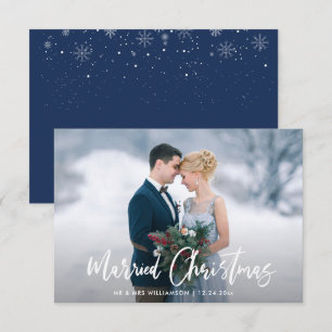 Modern White Script Vakantie huwelijksaankondiging Bedankkaart