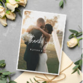 Modern White Script Weduwfoto Hartelijk dank Bedankkaart