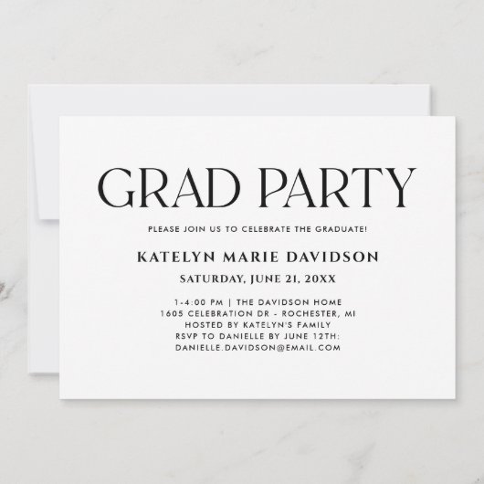 Modern White Serif Afstuderen Foto Afstuderen Kaart (Achterkant)