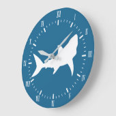 Modern White Shark Silhouette & Blue Grote Klok (Hoek)