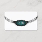 Modern White Silver Blauwgroen Faux Diamonds monog Visitekaartje (Voorkant)