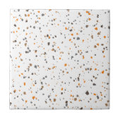 Modern White Sinaasappel Brown Terrazzo Tegeltje (Voorkant)
