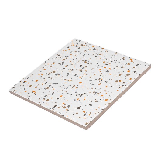 Modern White Sinaasappel Brown Terrazzo Tegeltje (Zijkant)