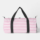 Modern White Small Duffel Bag with Light Pink Line Plunjezak (Voorkant)