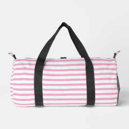 Modern White Small Duffel Bag with Light Pink Line Plunjezak