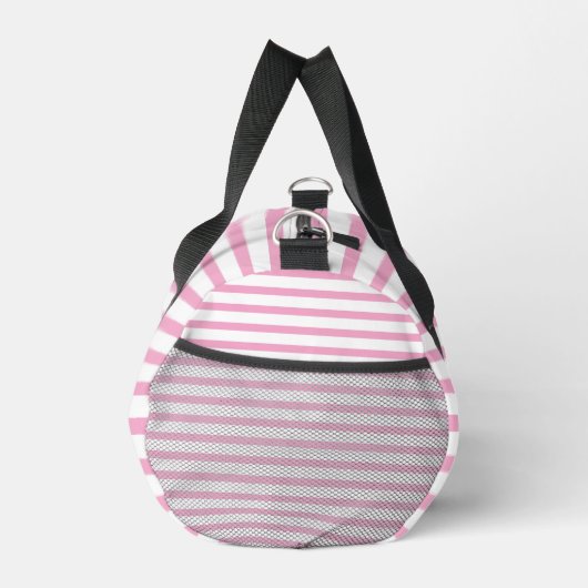 Modern White Small Duffel Bag with Light Pink Line Plunjezak (Rechts)