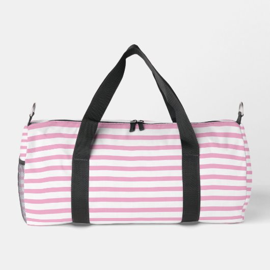 Modern White Small Duffel Bag with Light Pink Line Plunjezak (Achterkant)
