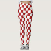 Modern White Squares on Christmas Red Leggings (Voorkant)
