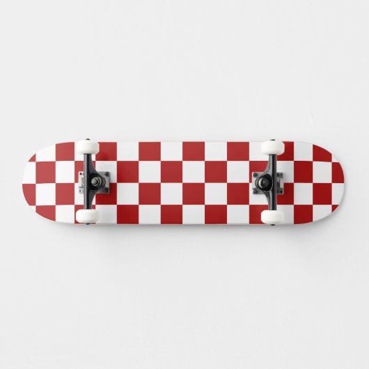 Modern White Squares on Christmas Red Persoonlijk Skateboard (Horizontaal)
