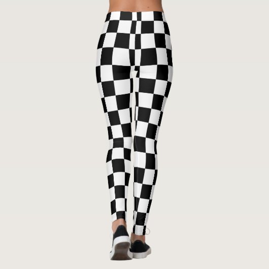 Modern White Squares on Classic Black Leggings (Achterkant)