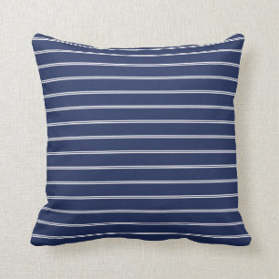 Modern White Stripe op Navy Blue Chic Kussen