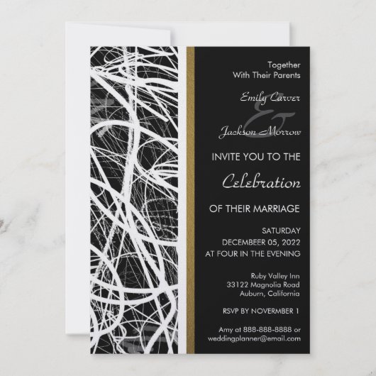 Modern White Swirl Wedding Invitation Kaart (Voorkant)