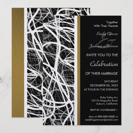Modern White Swirl Wedding Invitation Kaart (Voorkant / Achterkant)
