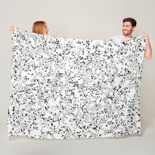 Modern White Terrazzo Fleece Deken (In situ)