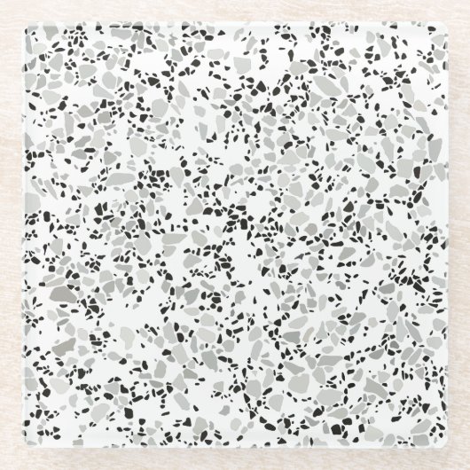 Modern White Terrazzo Glazen Onderzetter (Voorkant)