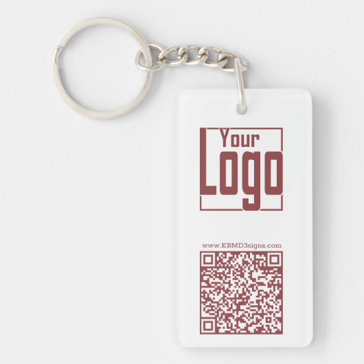 Modern White & Topaz Logo QR-code Sleutelhanger (Voorkant)