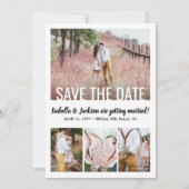 Modern White Typography Overlay Five Photo Wedding Save The Date (Voorkant)