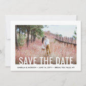 Modern White Typography Overlay Two Photo Wedding Save The Date (Voorkant)