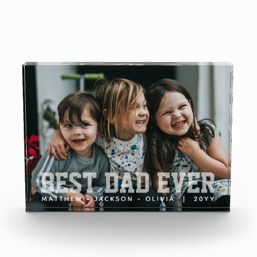 Modern White Typography Personalized Best Dad Ever Fotoblokken (Voorkant)
