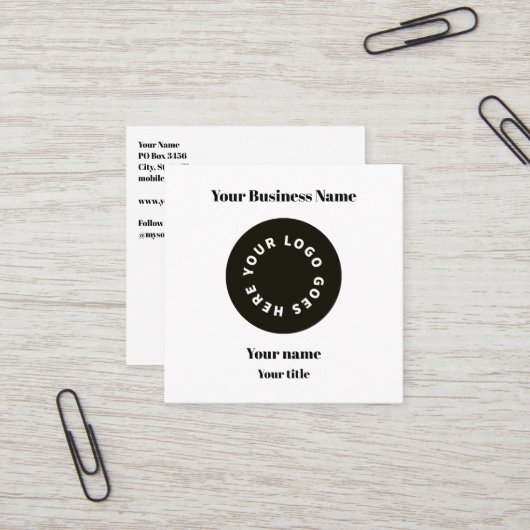 Modern White Voeg je Logo toe met QR-code Vierkante Visitekaartje (Voorkant / Achterkant in situ)