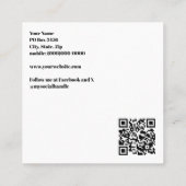 Modern White Voeg je Logo toe met QR-code Vierkante Visitekaartje (Achterkant)