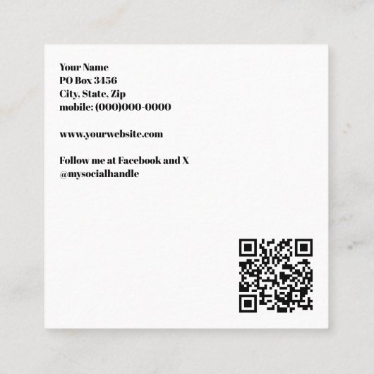 Modern White Voeg je Logo toe met QR-code Vierkante Visitekaartje (Achterkant)