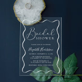 Modern White Wavy Lijst Vrijgezellenfeest Acryl Uitnodigingen