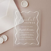 Modern White Wavy Lijst Vrijgezellenfeest Acryl Uitnodigingen