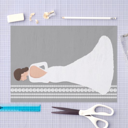 Modern White Wedding Dress & Pearls Vrijgezellenfe Tissuepapier (Craft)