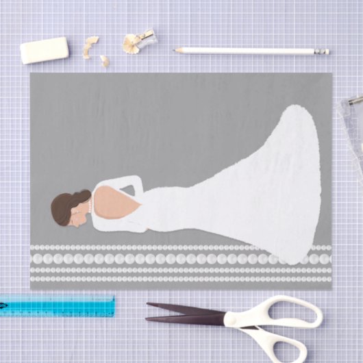 Modern White Wedding Dress & Pearls Vrijgezellenfe Tissuepapier (Craft)