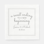 Modern White Wedding Sweet Einding New Beginn Servet (Voorkant)