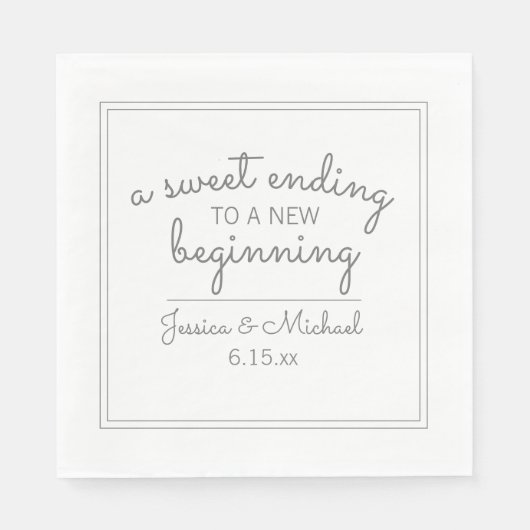 Modern White Wedding Sweet Einding New Beginn Servet (Voorkant)