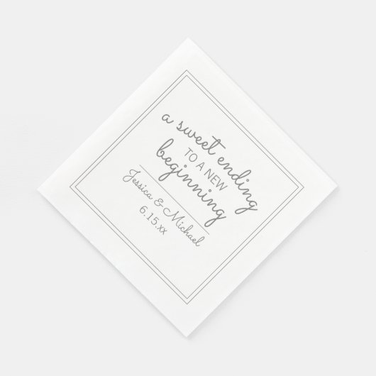 Modern White Wedding Sweet Einding New Beginn Servet (Hoek)