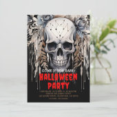 Modern Wicked Skull Black Halloween Party Kaart (Staand voorkant)