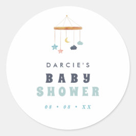 Modern Wieg mobiel Baby shower Ronde Sticker