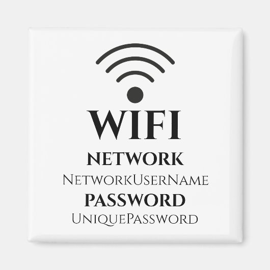 Modern WiFi-netwerk en wachtwoord Magneet (Voorkant)