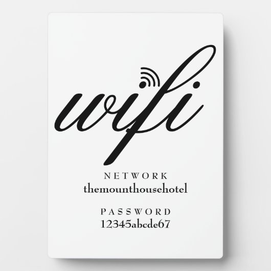 Modern Wifi Network and Password Sign Fotoplaat (voorkant)