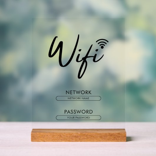 Modern Wifi Password Network Acryl Bord (Neutraal)