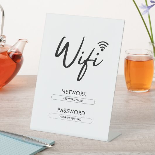 Modern Wifi Password Network Reclamebord Met Voetstuk (Insitu)