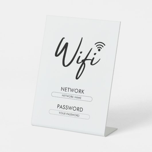 Modern Wifi Password Network Reclamebord Met Voetstuk (Voorkant)