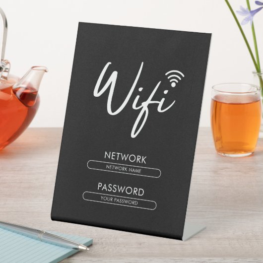 Modern Wifi Password Network Reclamebord Met Voetstuk (Insitu)