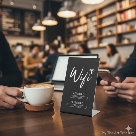 Modern Wifi Password Network  Reclamebord Met Voetstuk