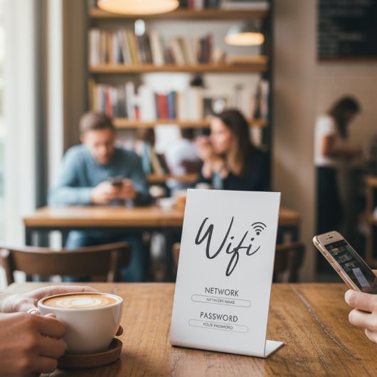 Modern Wifi Password Network  Reclamebord Met Voetstuk